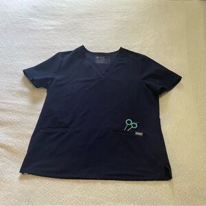 FIGS Deep Blue V-Neck Scrub‎ Top Size Medium